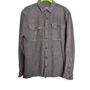 Patagonia Flannel‎ Shirt Men's M Gray 100% Cotton Gorpcore Workwear Outdoorsy